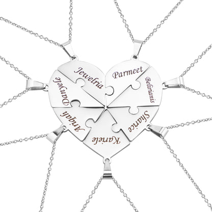 Personalized Family Heart Puzzle Necklace