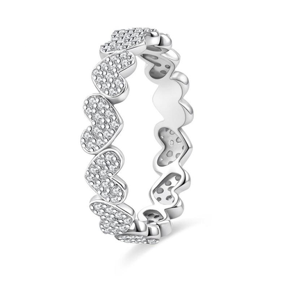 S925 Moissanite Accented Eternity Heart Ring