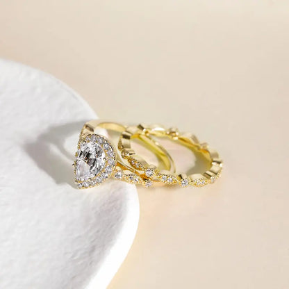 2pc Pear Cut Ring Set