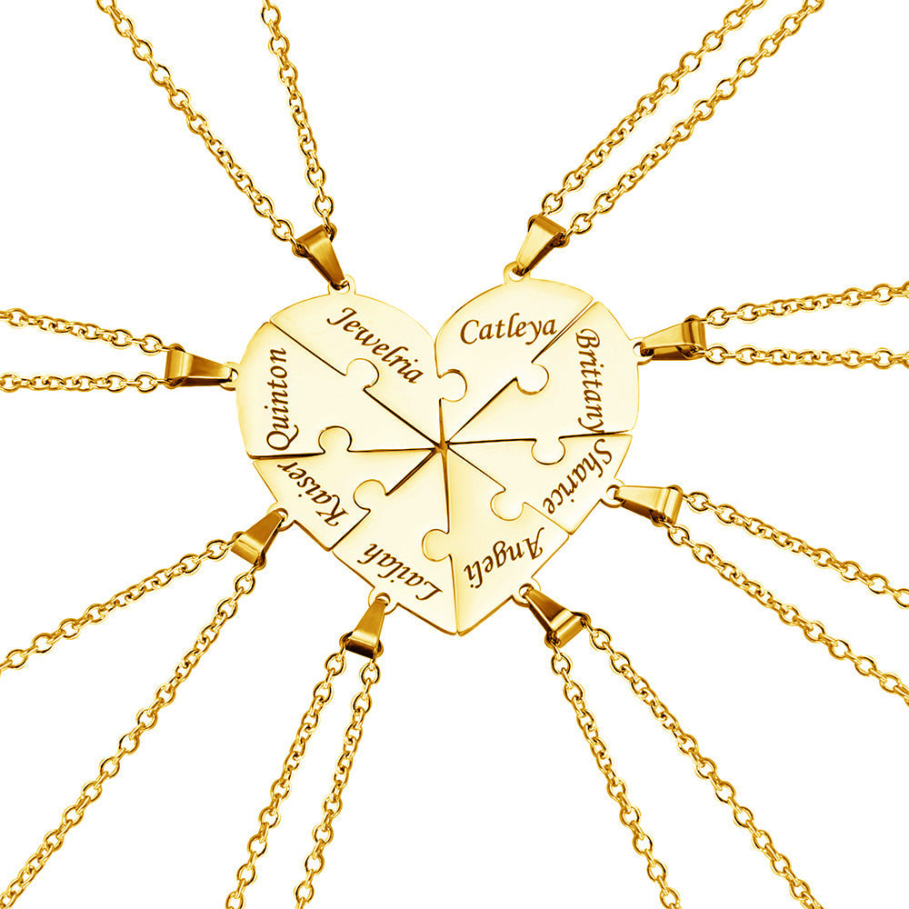 Personalized Family Heart Puzzle Necklace