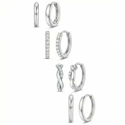 8pc Classic Huggie Hoop Earrings Set