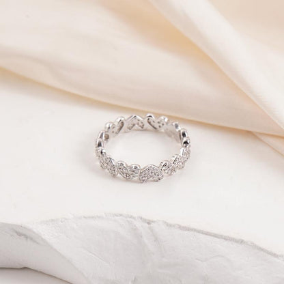 S925 Moissanite Accented Eternity Heart Ring