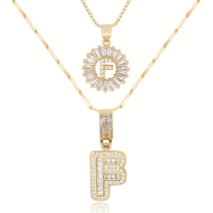 2pc 14k Diamond Letter Initial Necklaces