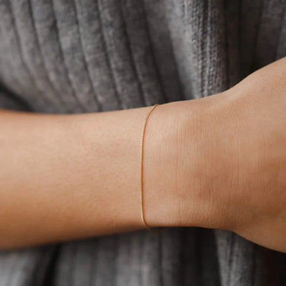 18k S925 Minimal Thin Curb Bracelet