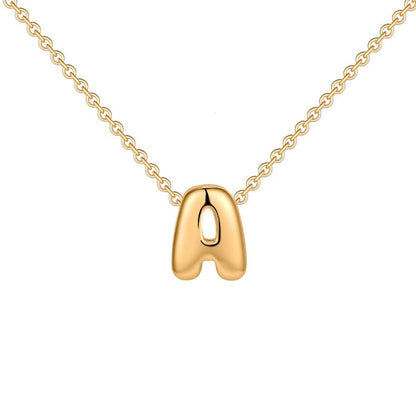 Dainty Bubble Letter Initial Necklace