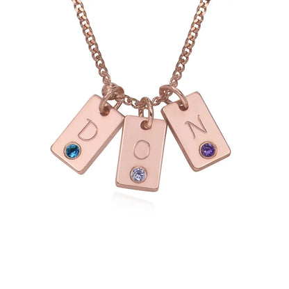 Personalized Initial Birthstone Charm Satellite Chain Necklace