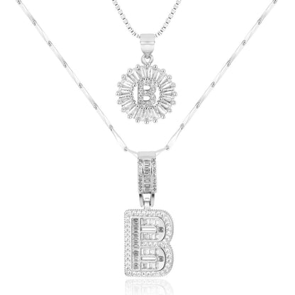 2pc 14k Diamond Letter Initial Necklaces