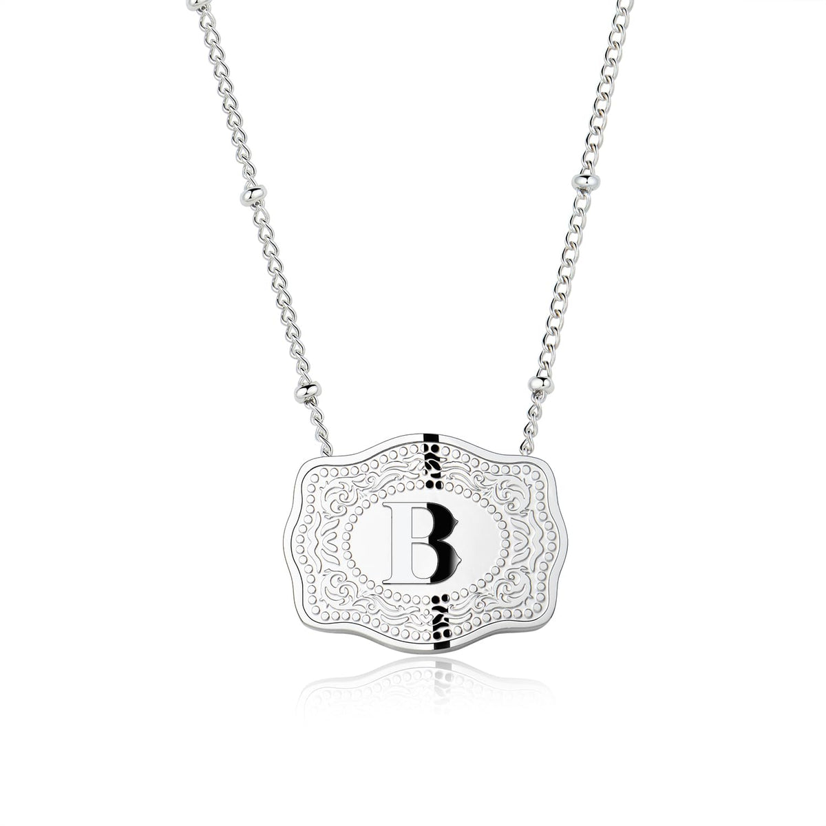 Dainty Belt Buckle Letter Initial Necklaces