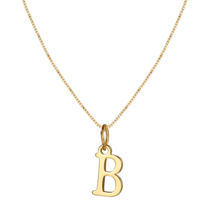 14k Minimal Serif Initial Necklace