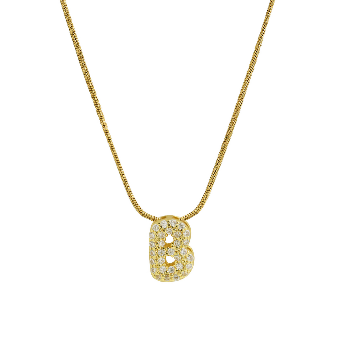 Diamond Bubble Letter Initial Necklace