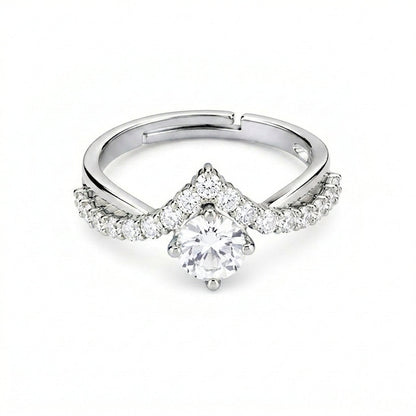 Adjustable Split Shank Pave Chevron Ring