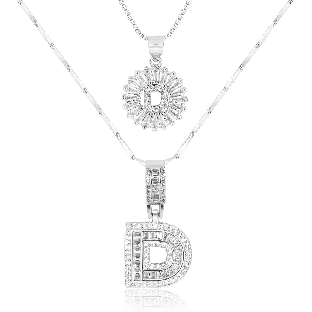 2pc 14k Diamond Letter Initial Necklaces