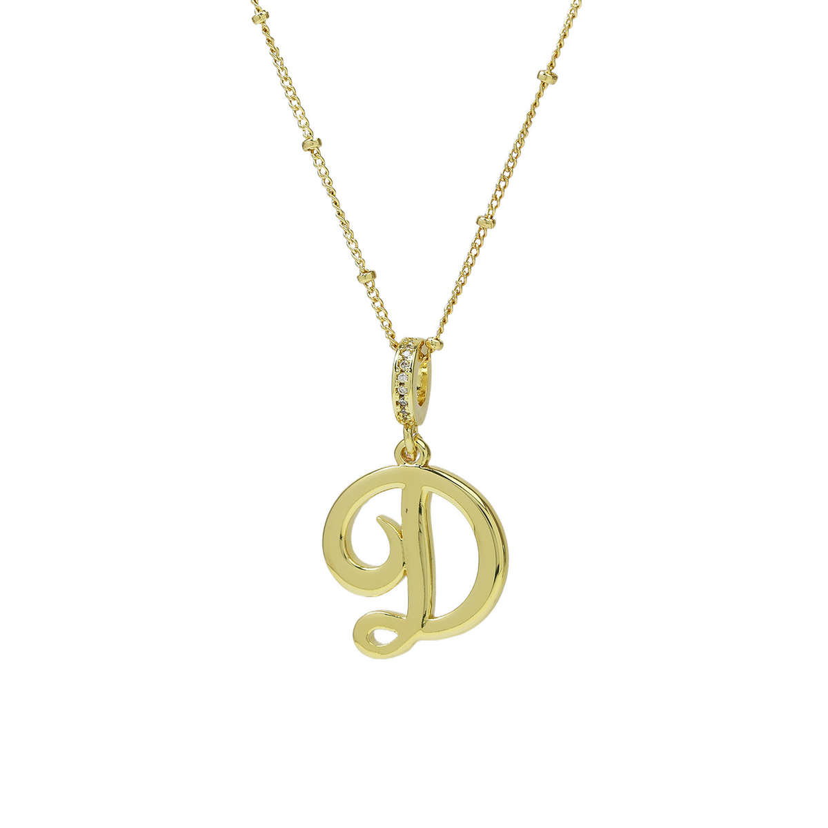 Elegant Cursive Font Satellite Chain Initial Necklace