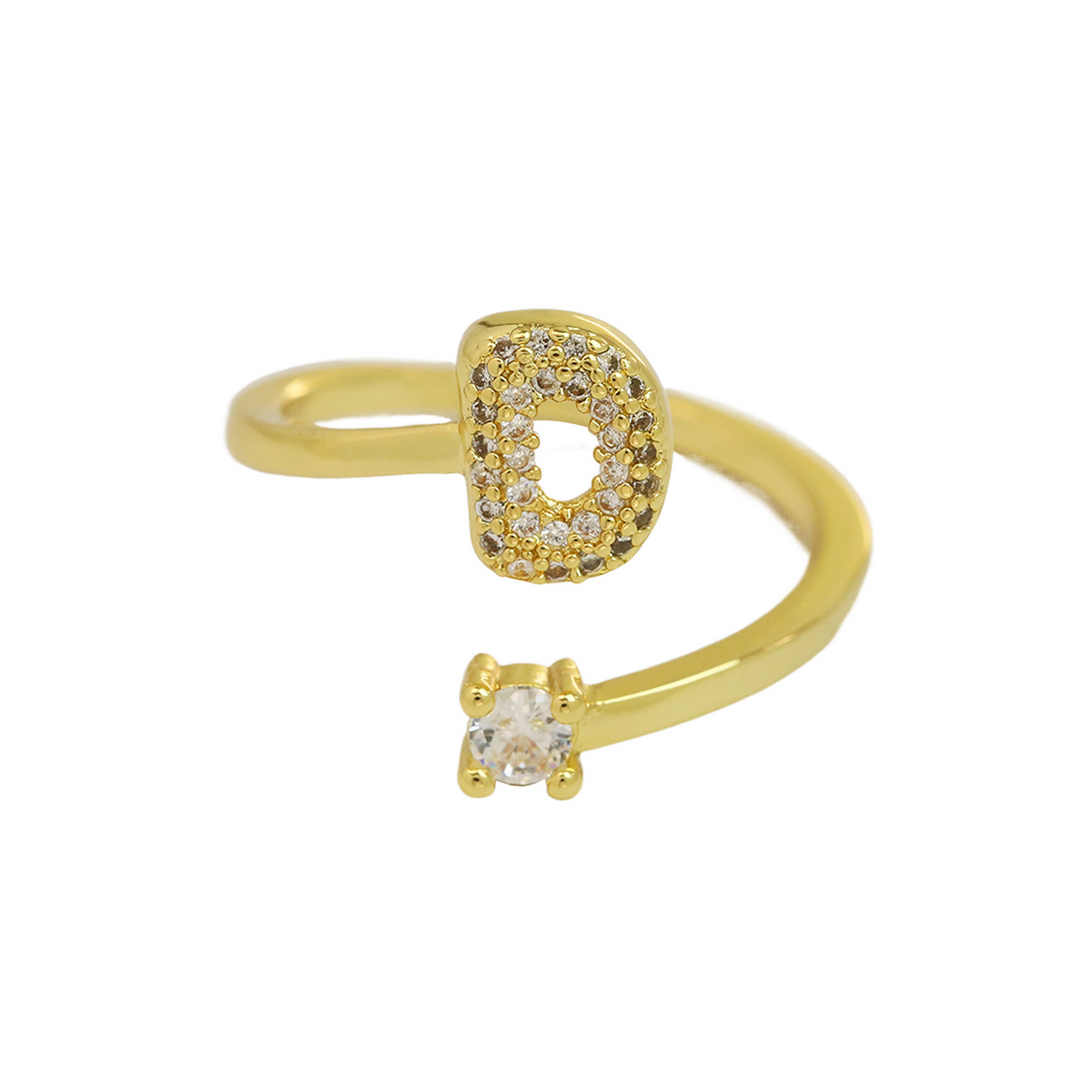 Dainty Bubble Diamond Wrap Initial Ring