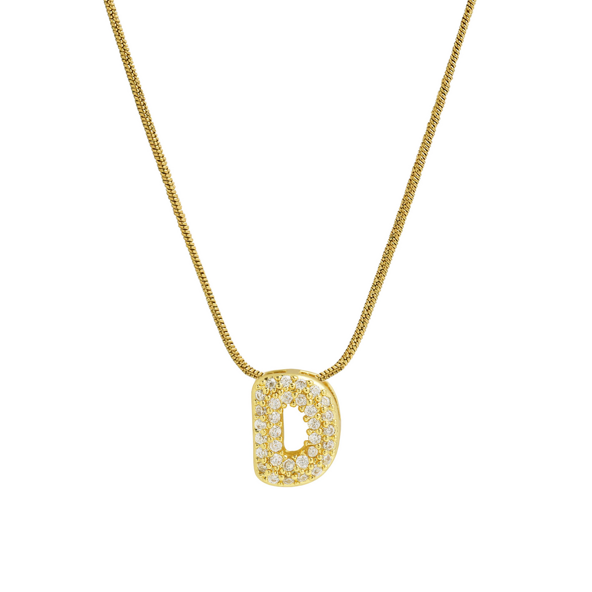 Diamond Bubble Letter Initial Necklace