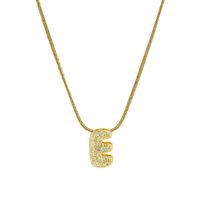 Diamond Bubble Letter Initial Necklace