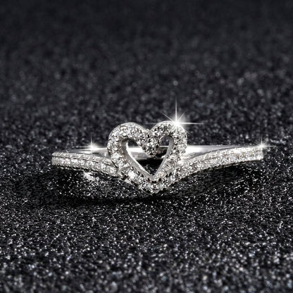 S925 Dainty Pave Heart Ring