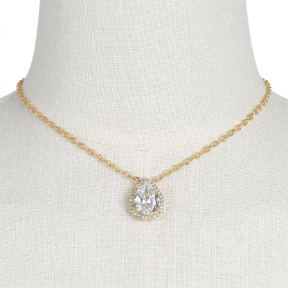 Elegant Teardrop Necklace & Back Chain 