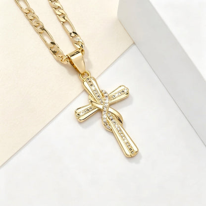 14k Diamond Accented Infinity Cross Necklace