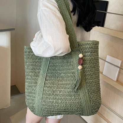 Rattan Straw Inspired Tote Bag