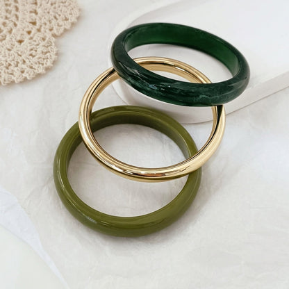 3pc Resin Green & Gold Bracelet Stack