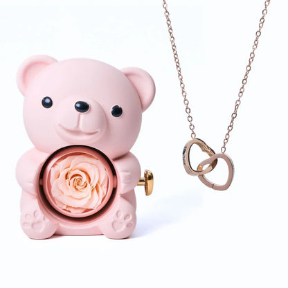 Romantic Bear Personalized Eternal Hearts Necklace