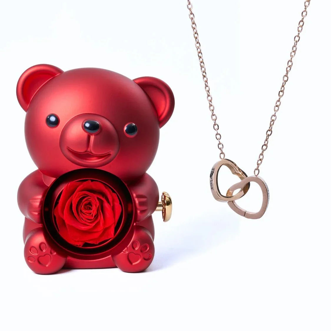Romantic Bear Personalized Eternal Hearts Necklace