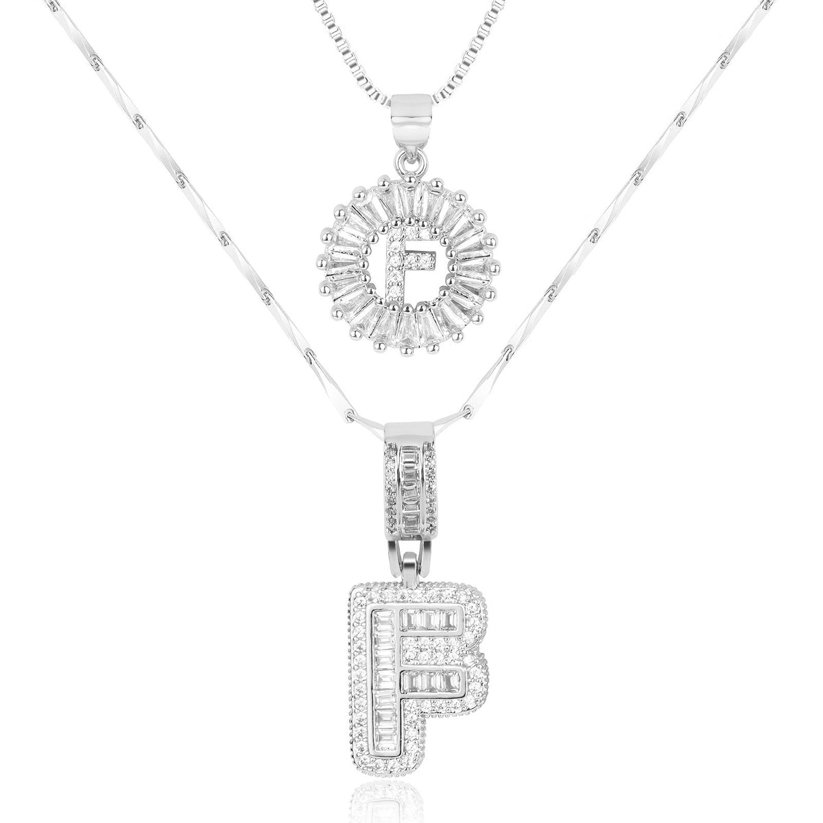 2pc 14k Diamond Letter Initial Necklaces