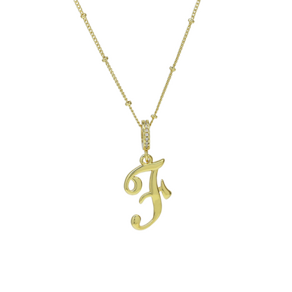 Elegant Cursive Font Satellite Chain Initial Necklace