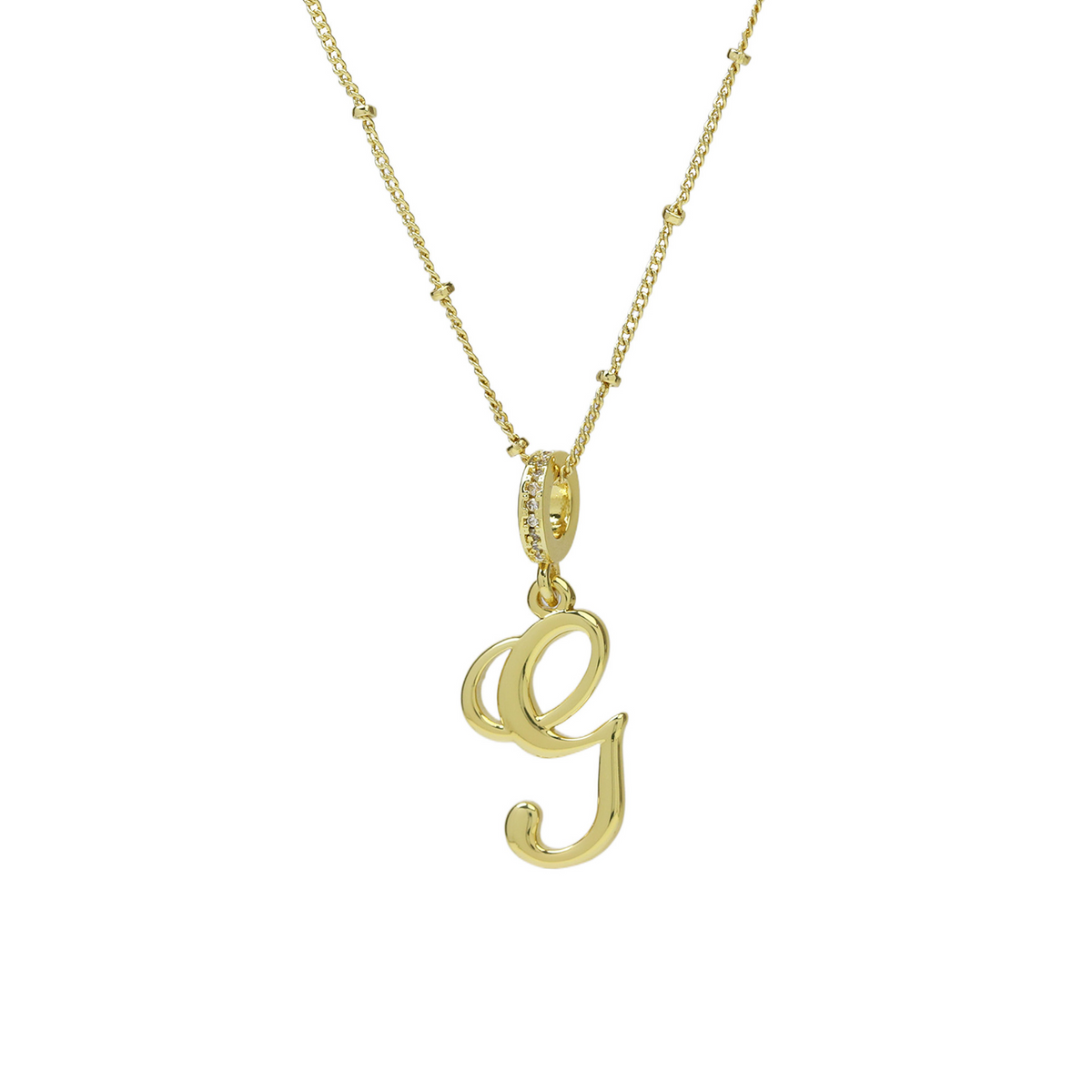 Elegant Cursive Font Satellite Chain Initial Necklace