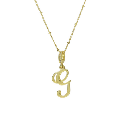 Elegant Cursive Font Satellite Chain Initial Necklace