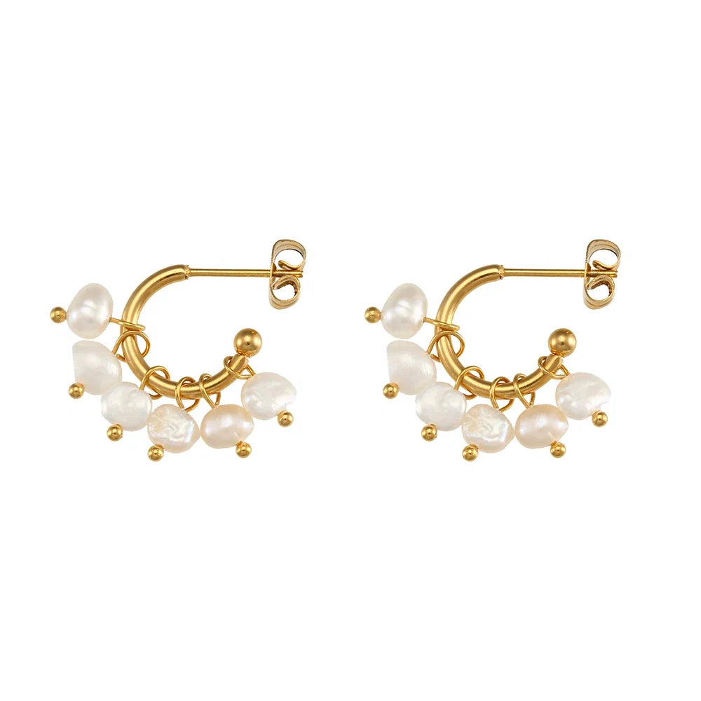 18k Dainty Pearl Droplet Dangle Earrings