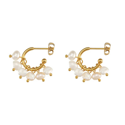 18k Dainty Pearl Droplet Dangle Earrings