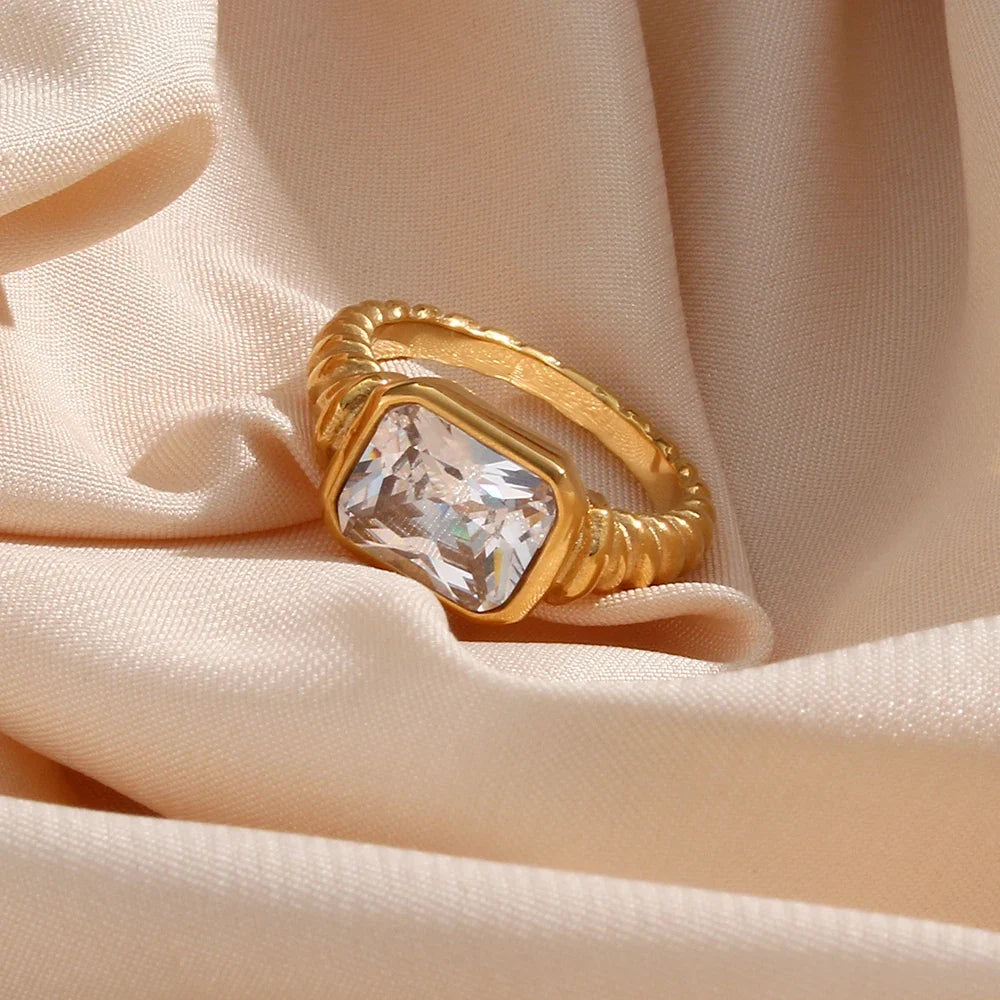 Chunky Cross Striped Baguette Diamond Ring