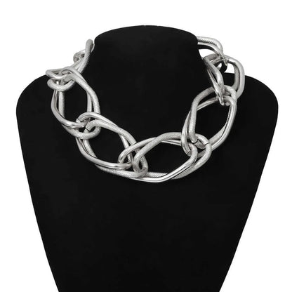 Bold Texture Contrast Geometric Chunky Necklace