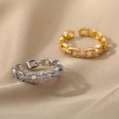 Adjustable Diamond Chain Link Ring