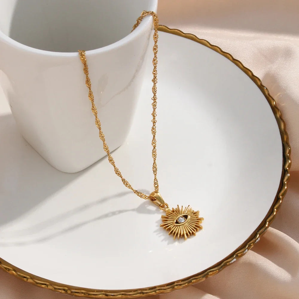 Dainty Diamond Evil Eye Necklace
