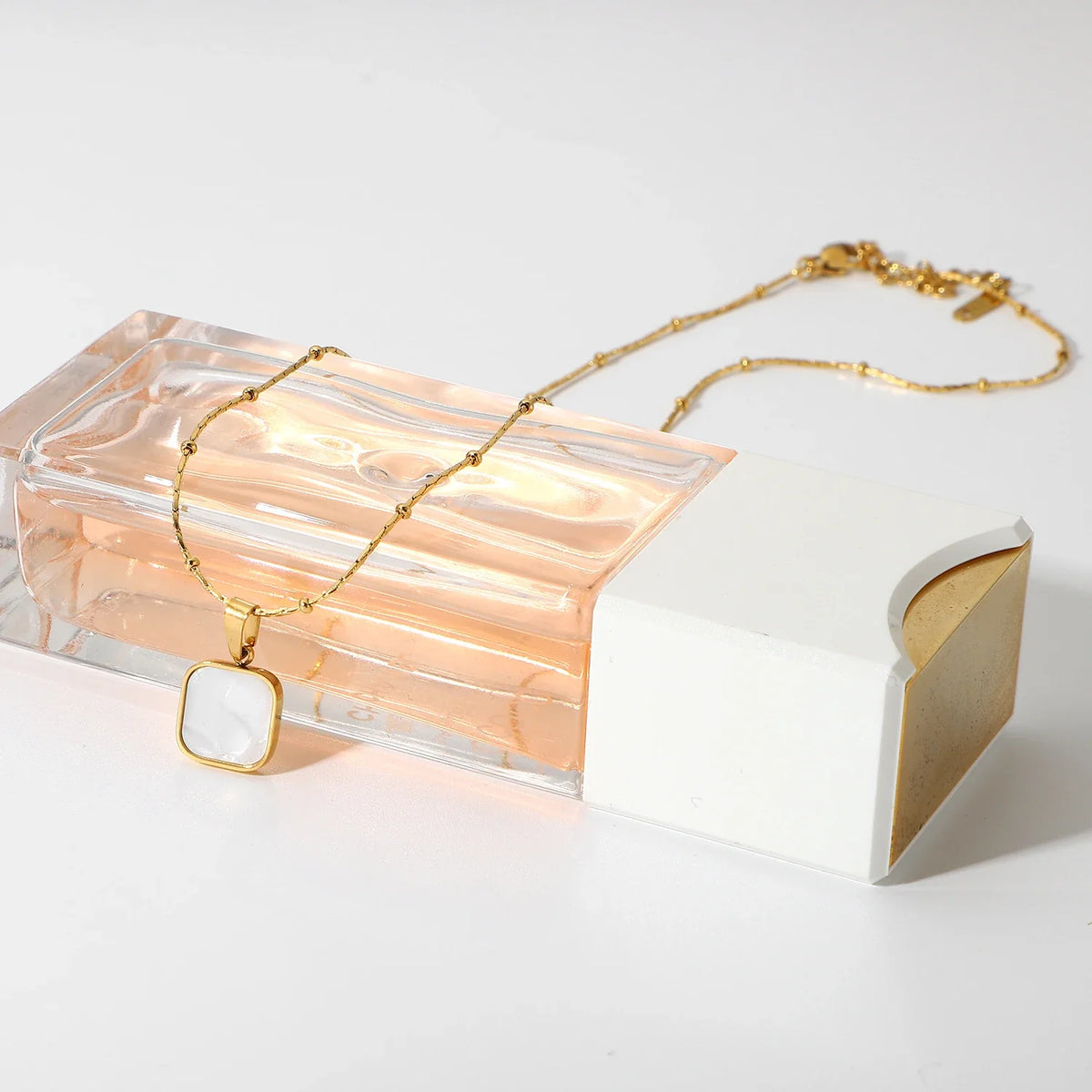 Dainty Shell Square Satellite Chain Necklace