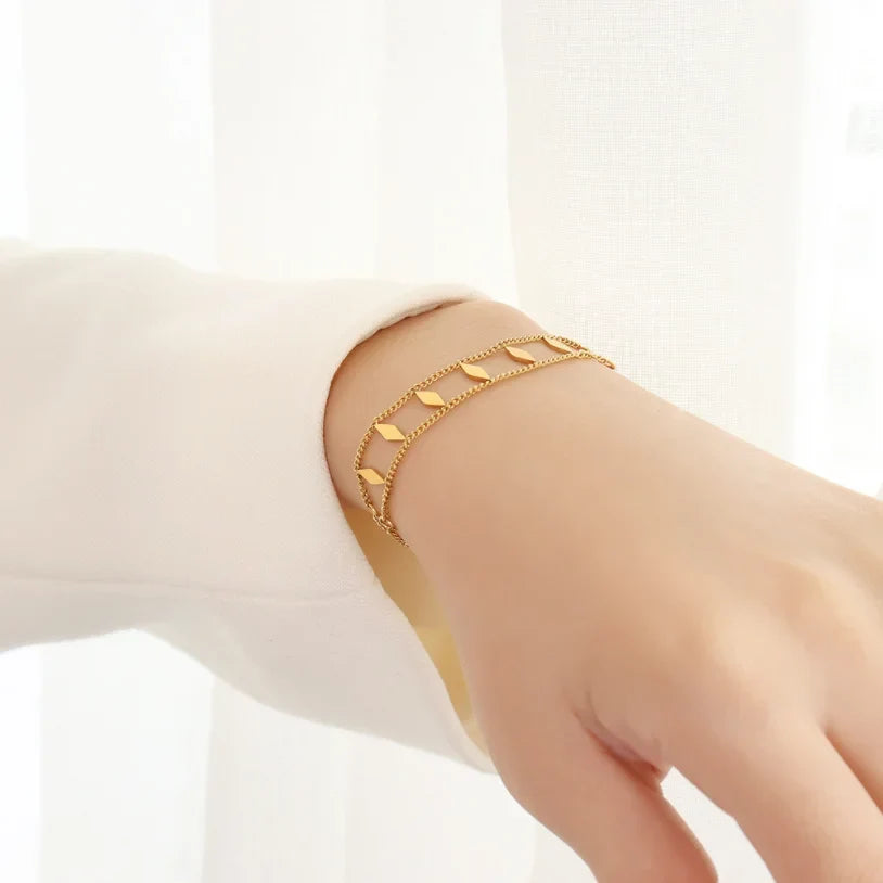 Dual Layered Threaded Diamond Bracelet
