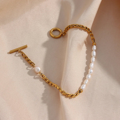 Classic Twist Pearl Circle Lock Bracelet