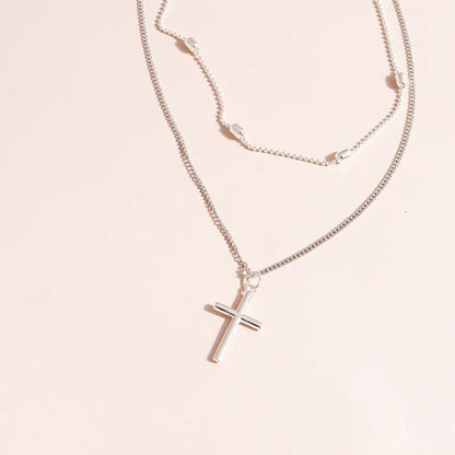 Dainty Layered Choker and Cross Necklace
