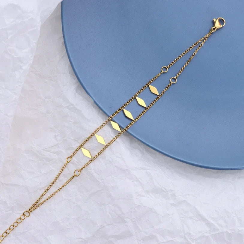 Dual Layered Threaded Diamond Bracelet