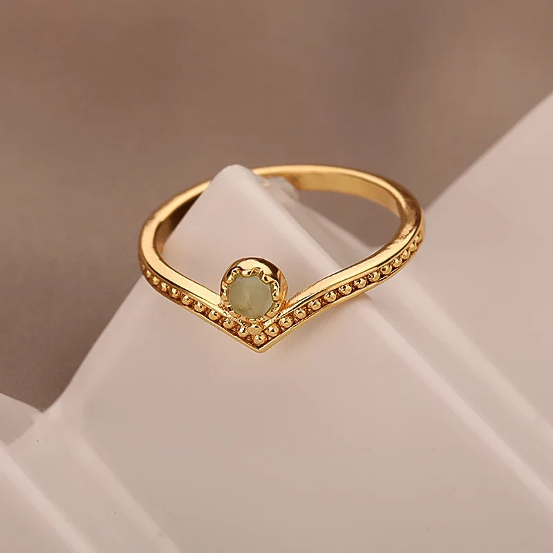 Vintage Inspired Opal Crown Point Ring