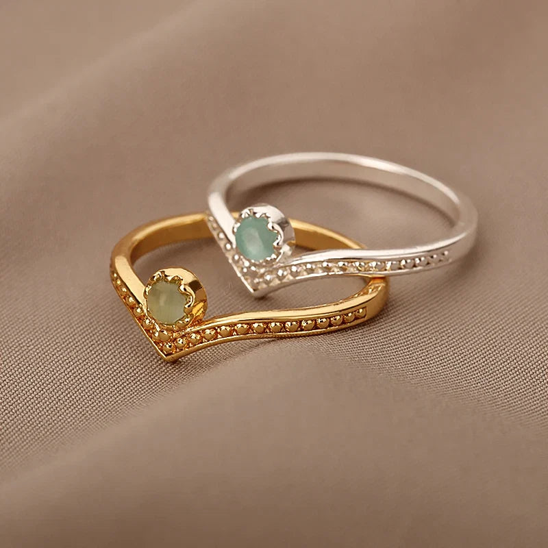 Vintage Inspired Opal Crown Point Ring