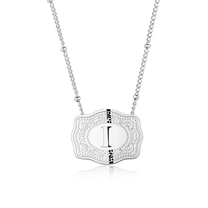 Dainty Belt Buckle Letter Initial Necklaces