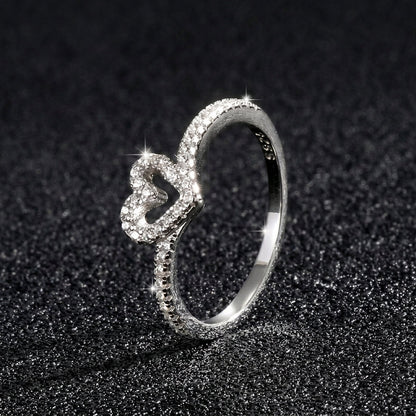 S925 Dainty Pave Heart Ring