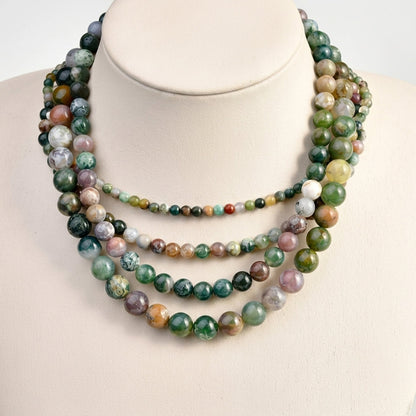 4pc Natural Indian Agate Beaded Necklace
