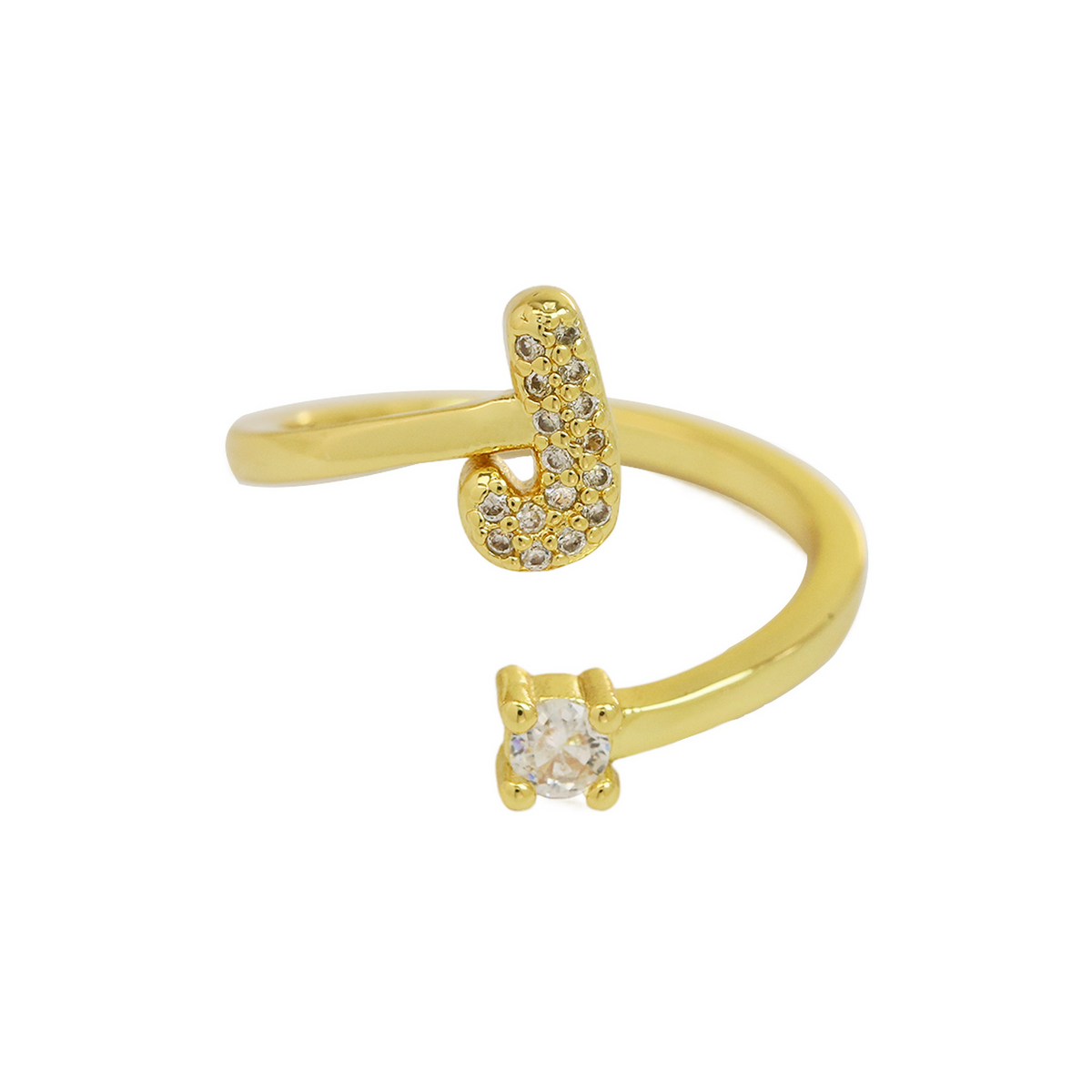 Dainty Bubble Diamond Wrap Initial Ring
