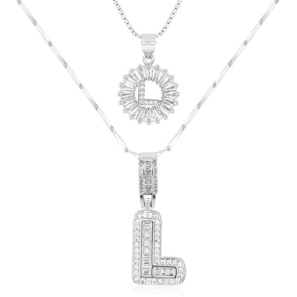 2pc 14k Diamond Letter Initial Necklaces