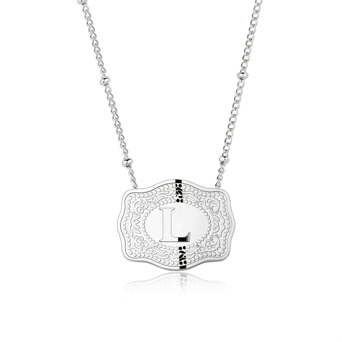 Dainty Belt Buckle Letter Initial Necklaces